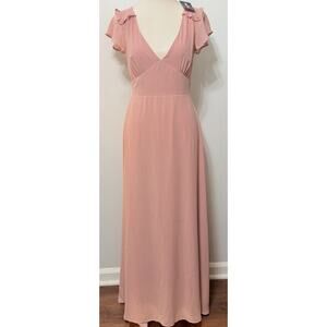 New ModCloth You're Flowing Places Pink Chiffon Maxi Dress Size 4 NWT Bridesmaid